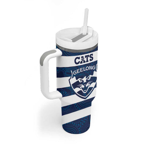 AFL Cats Football Custom Tumbler With Handle Geelong Proud Indigenous Art - Aussie Hoodie