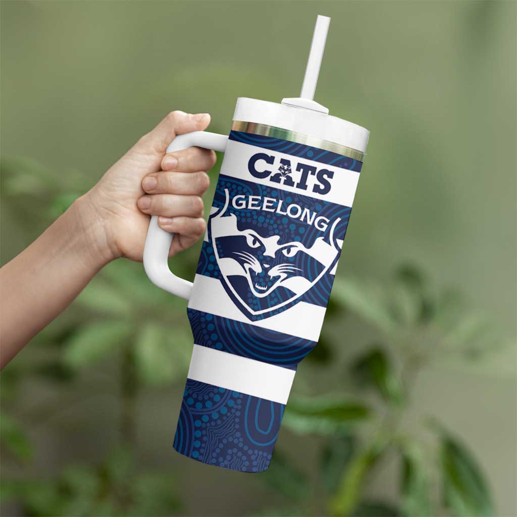 AFL Cats Football Custom Tumbler With Handle Geelong Proud Indigenous Art - Aussie Hoodie