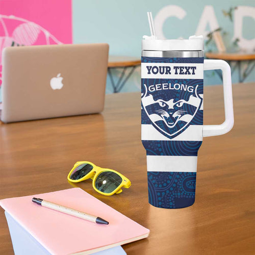 AFL Cats Football Custom Tumbler With Handle Geelong Proud Indigenous Art - Aussie Hoodie