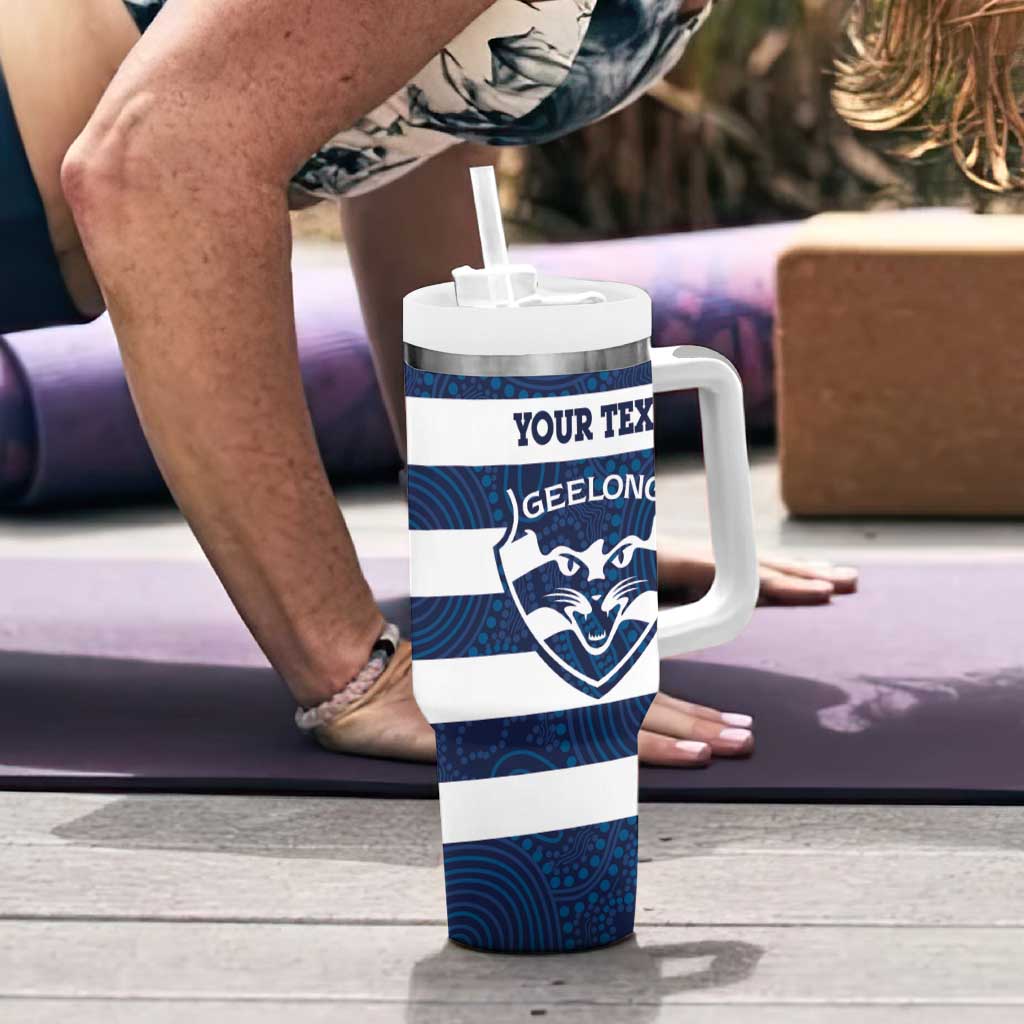 AFL Cats Football Custom Tumbler With Handle Geelong Proud Indigenous Art - Aussie Hoodie