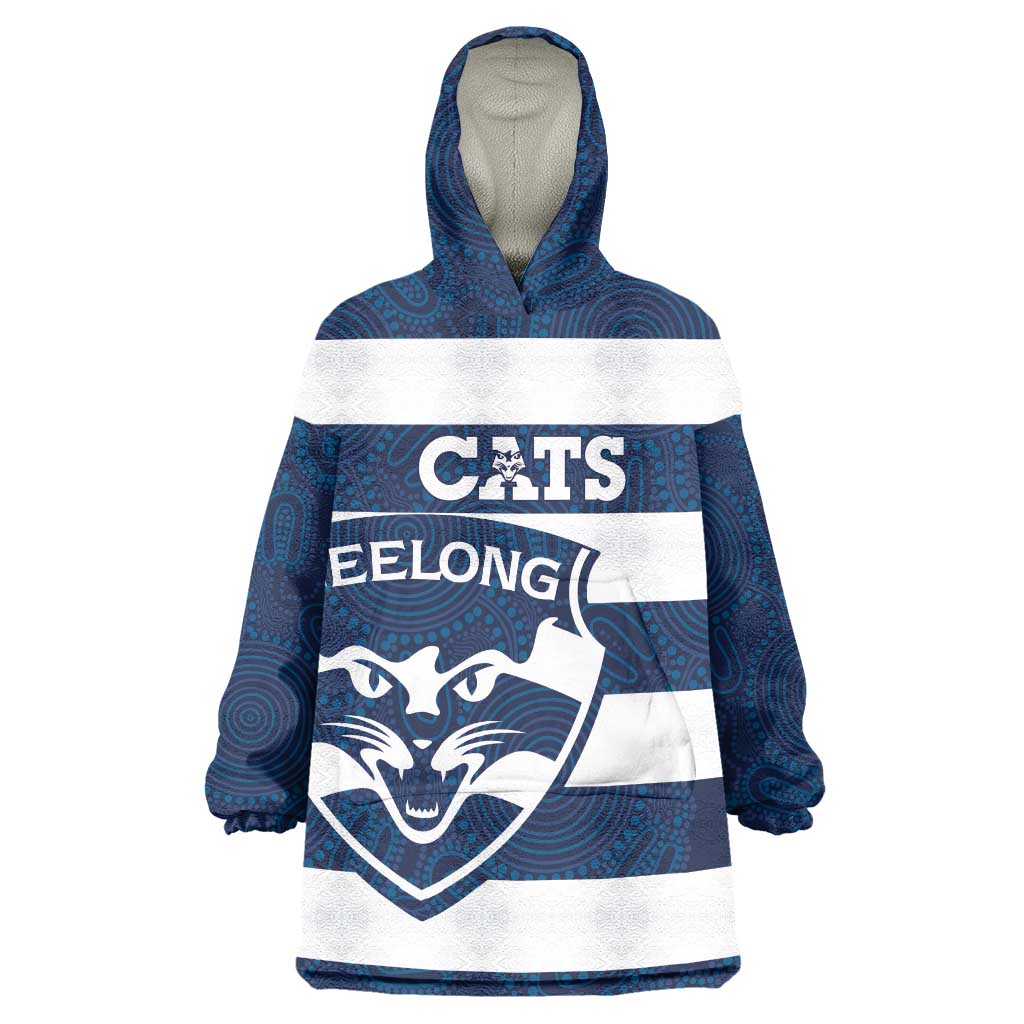 AFL Cats Football Custom Wearable Blanket Hoodie Geelong Proud Indigenous Art - Aussie Hoodie