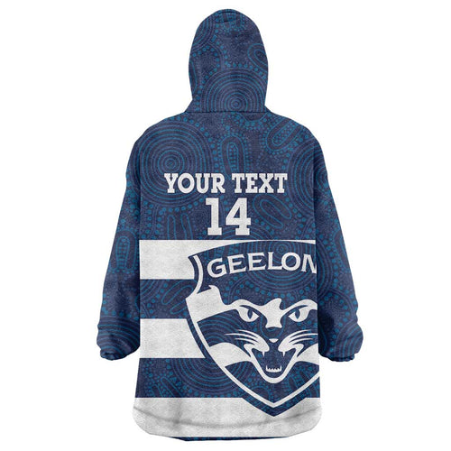 AFL Cats Football Custom Wearable Blanket Hoodie Geelong Proud Indigenous Art - Aussie Hoodie