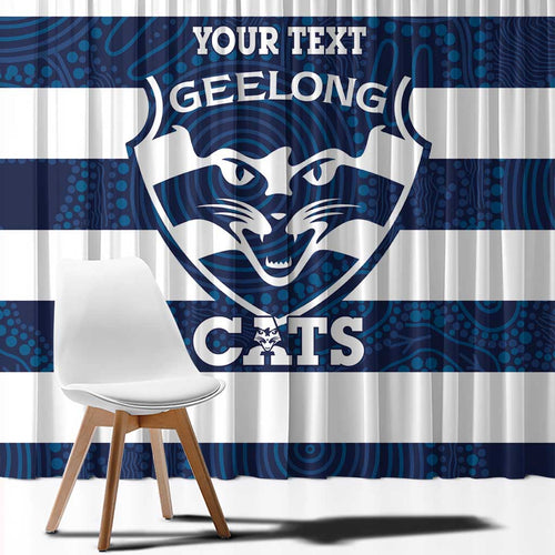 AFL Cats Football Custom Window Curtain Geelong Proud Indigenous Art - Aussie Hoodie