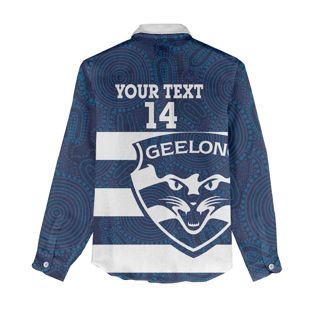 AFL Cats Football Custom Women Casual Shirt Geelong Proud Indigenous Art - Aussie Hoodie