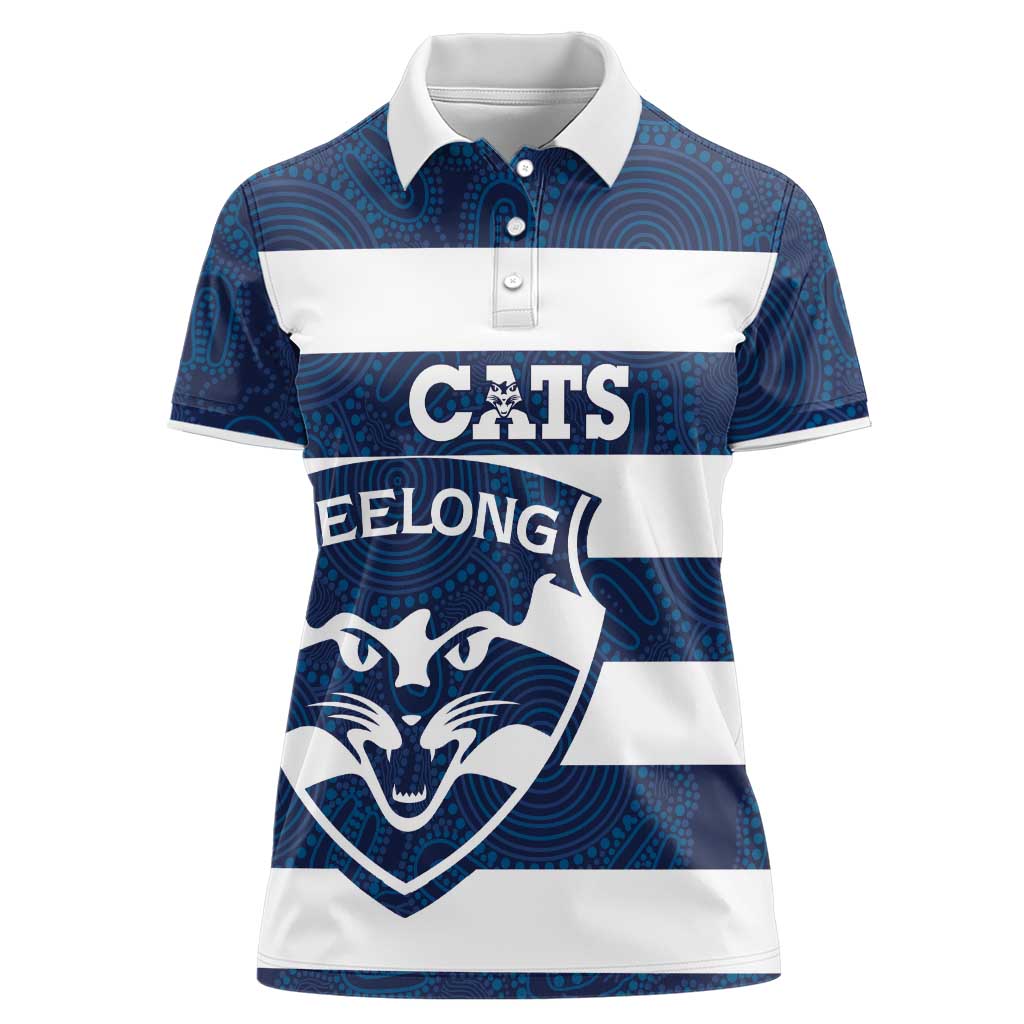 AFL Cats Football Custom Women Polo Shirt Geelong Proud Indigenous Art - Aussie Hoodie