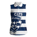AFL Cats Football Custom Women Sleeveless Polo Shirt Geelong Proud Indigenous Art - Aussie Hoodie