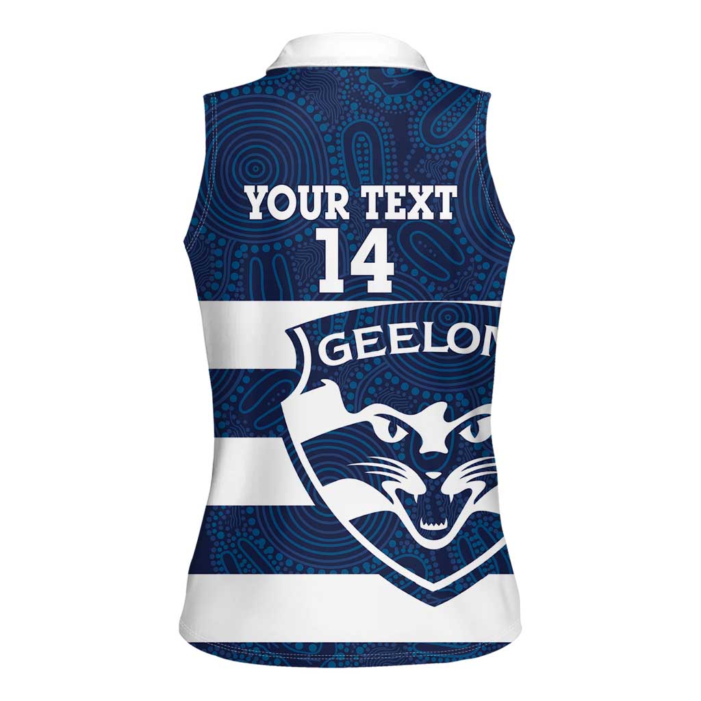 AFL Cats Football Custom Women Sleeveless Polo Shirt Geelong Proud Indigenous Art - Aussie Hoodie