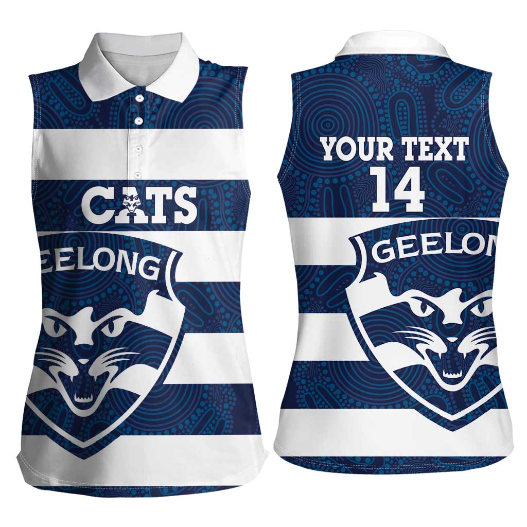 AFL Cats Football Custom Women Sleeveless Polo Shirt Geelong Proud Indigenous Art - Aussie Hoodie