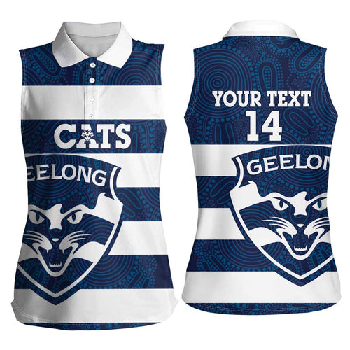 AFL Cats Football Custom Women Sleeveless Polo Shirt Geelong Proud Indigenous Art - Aussie Hoodie