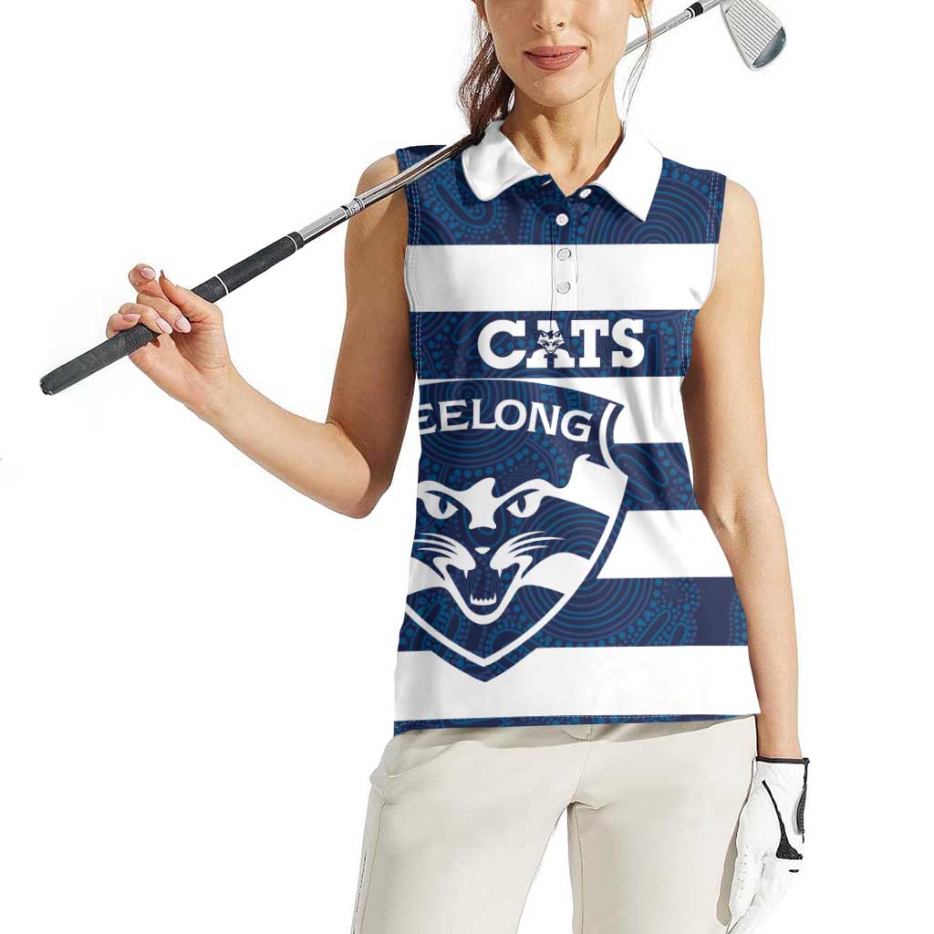 AFL Cats Football Custom Women Sleeveless Polo Shirt Geelong Proud Indigenous Art - Aussie Hoodie