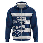 AFL Cats Football Custom Zip Hoodie Geelong Proud Indigenous Art - Aussie Hoodie