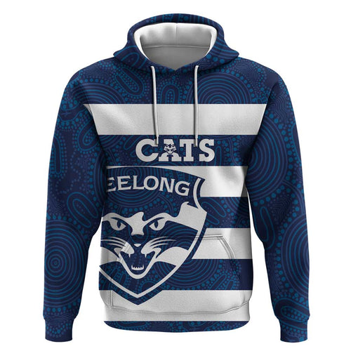 AFL Cats Football Custom Zip Hoodie Geelong Proud Indigenous Art - Aussie Hoodie