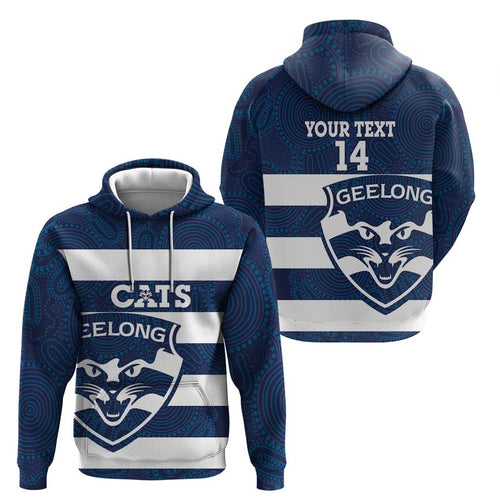 AFL Cats Football Custom Zip Hoodie Geelong Proud Indigenous Art - Aussie Hoodie