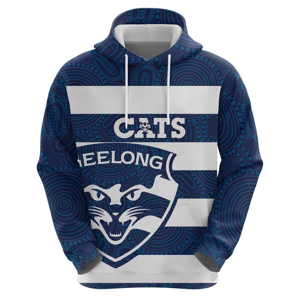 AFL Cats Football Custom Zip Hoodie Geelong Proud Indigenous Art - Aussie Hoodie