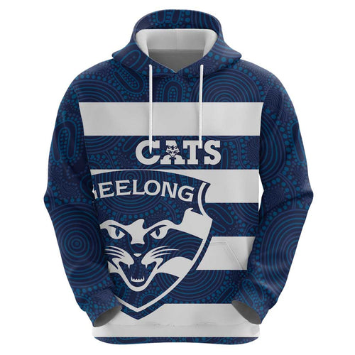 AFL Cats Football Custom Zip Hoodie Geelong Proud Indigenous Art - Aussie Hoodie