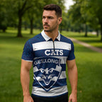 AFL Cats Football Custom Zipper Polo Shirt Geelong Proud Indigenous Art - Aussie Hoodie