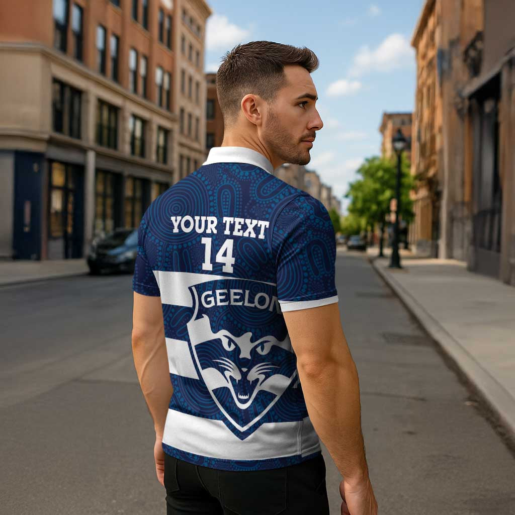 AFL Cats Football Custom Zipper Polo Shirt Geelong Proud Indigenous Art - Aussie Hoodie