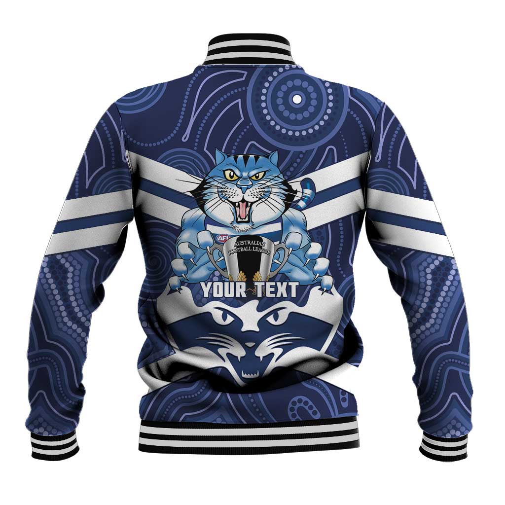 AFL Cats Football Personalised Baseball Jacket Final Geelong Premiers Trophy Aboriginal - Aussie Hoodie