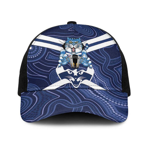 AFL Cats Football Baseball Net Cap Final Geelong Premiers Trophy Aboriginal - Aussie Hoodie