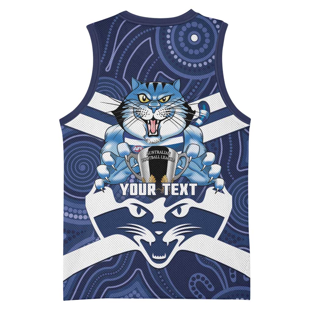 AFL Cats Football Personalised Basketball Jersey Final Geelong Premiers Trophy Aboriginal - Aussie Hoodie
