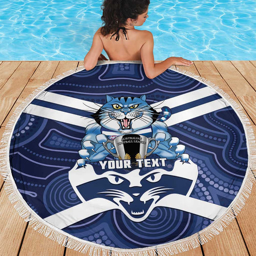 AFL Cats Football Personalised Beach Blanket Final Geelong Premiers Trophy Aboriginal - Aussie Hoodie