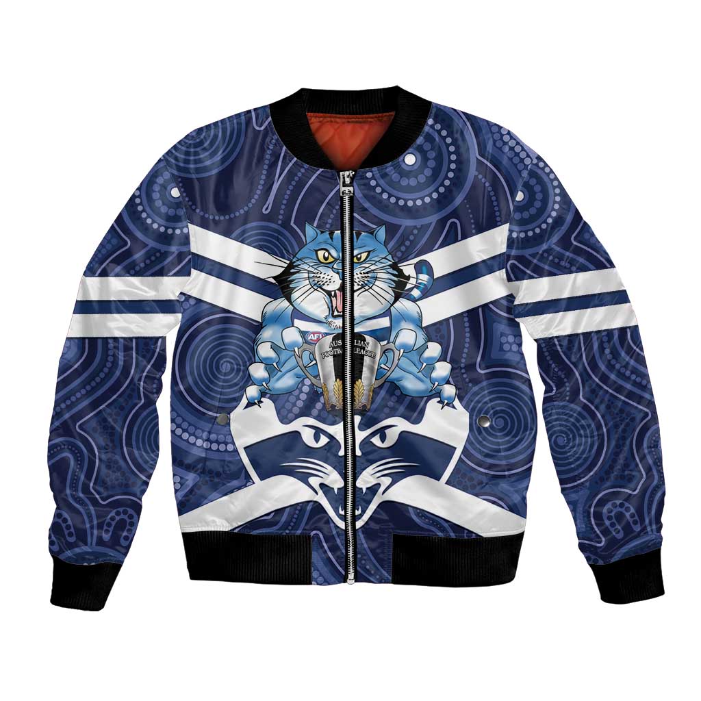 AFL Cats Football Personalised Bomber Jacket Final Geelong Premiers Trophy Aboriginal - Aussie Hoodie