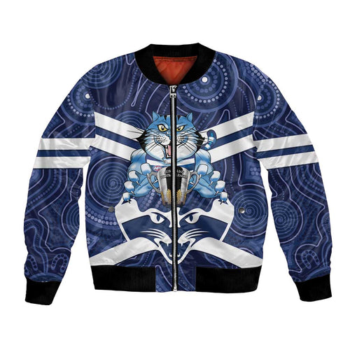 AFL Cats Football Personalised Bomber Jacket Final Geelong Premiers Trophy Aboriginal - Aussie Hoodie