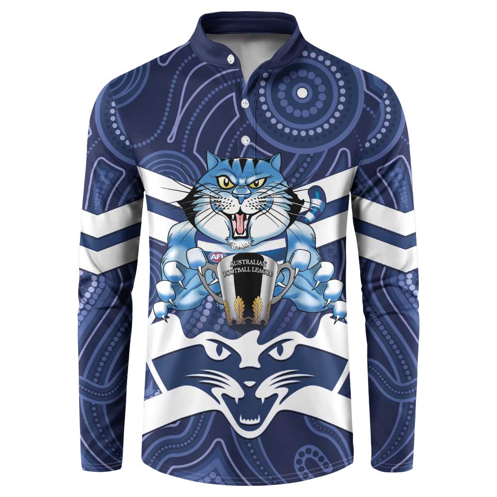 AFL Cats Football Personalised Button Sweatshirt Final Geelong Premiers Trophy Aboriginal - Aussie Hoodie