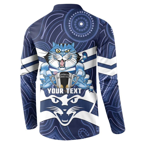 AFL Cats Football Personalised Button Sweatshirt Final Geelong Premiers Trophy Aboriginal - Aussie Hoodie