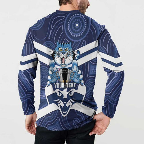 AFL Cats Football Personalised Button Sweatshirt Final Geelong Premiers Trophy Aboriginal - Aussie Hoodie