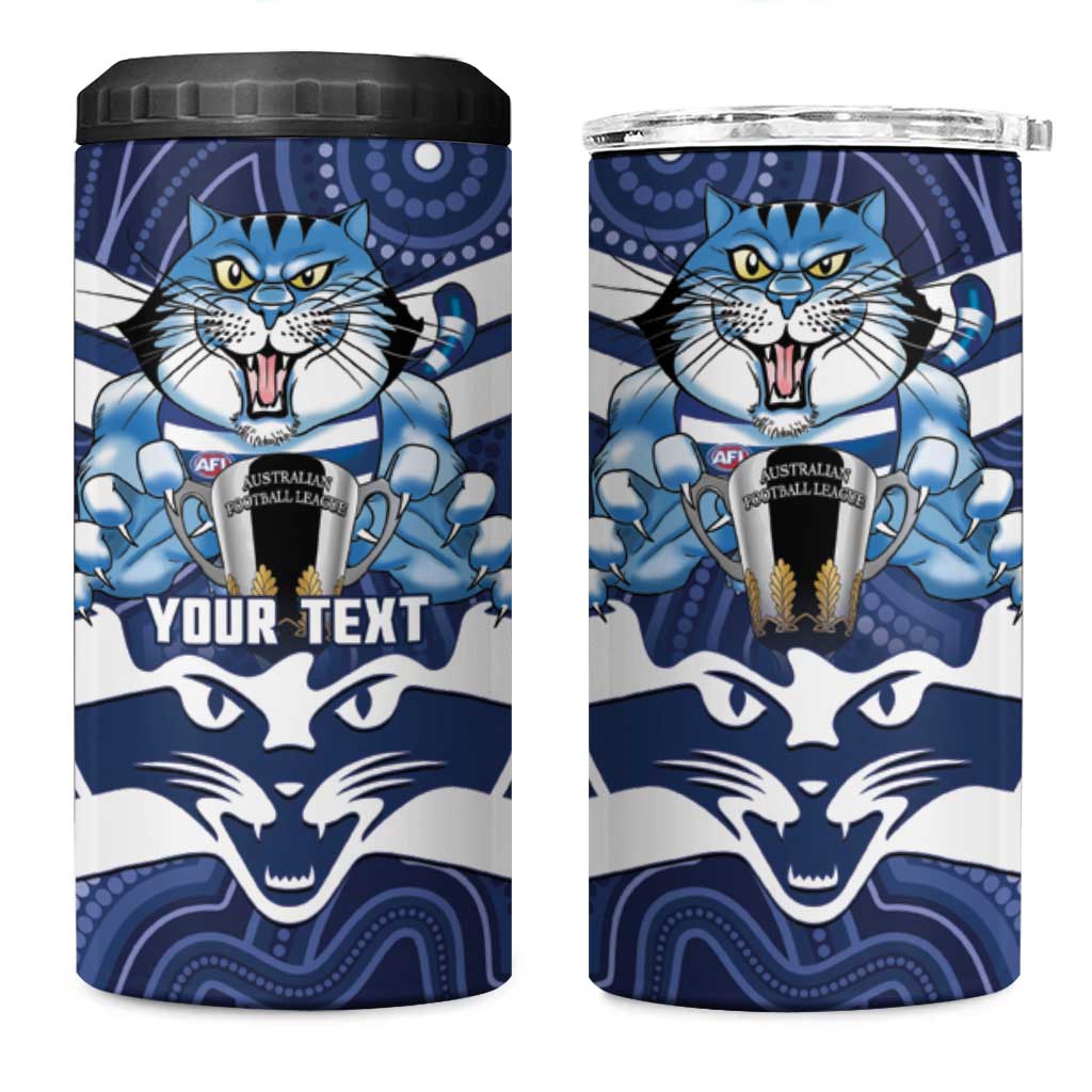 AFL Cats Football Personalised 4 in 1 Can Cooler Tumbler Final Geelong Premiers Trophy Aboriginal - Aussie Hoodie