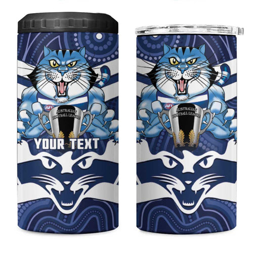 AFL Cats Football Personalised 4 in 1 Can Cooler Tumbler Final Geelong Premiers Trophy Aboriginal - Aussie Hoodie
