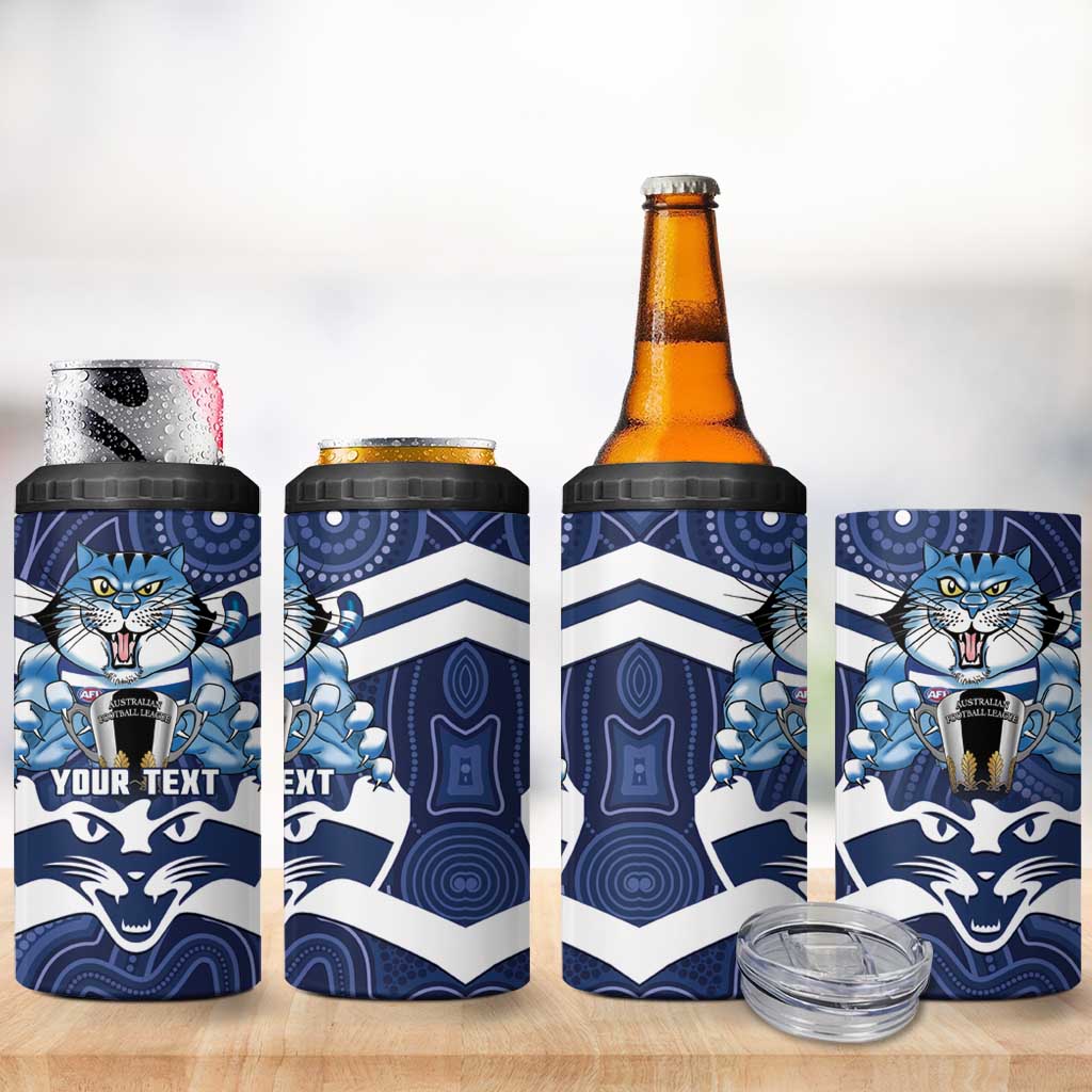 AFL Cats Football Personalised 4 in 1 Can Cooler Tumbler Final Geelong Premiers Trophy Aboriginal - Aussie Hoodie