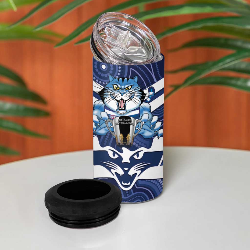 AFL Cats Football Personalised 4 in 1 Can Cooler Tumbler Final Geelong Premiers Trophy Aboriginal - Aussie Hoodie