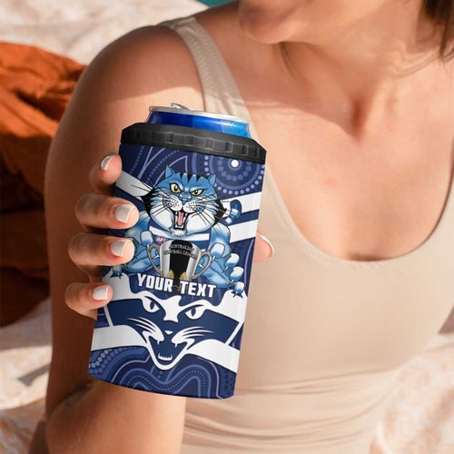 AFL Cats Football Personalised 4 in 1 Can Cooler Tumbler Final Geelong Premiers Trophy Aboriginal - Aussie Hoodie