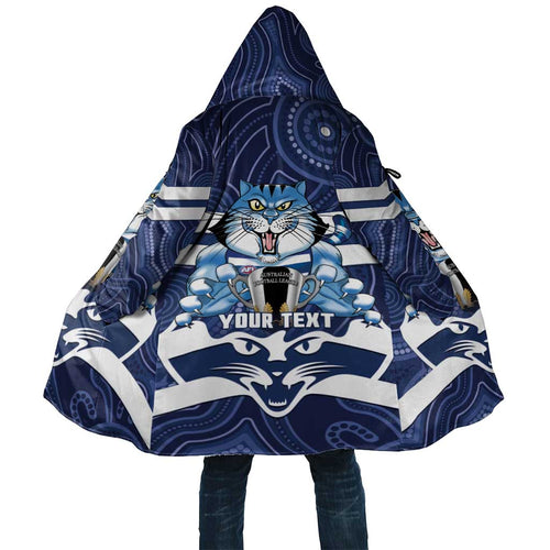 AFL Cats Football Personalised Cloak Final Geelong Premiers Trophy Aboriginal - Aussie Hoodie