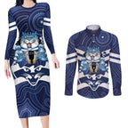 AFL Cats Football Personalised Couples Matching Long Sleeve Bodycon Dress and Long Sleeve Button Shirt Final Geelong Premiers Trophy Aboriginal - Aussie Hoodie