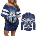 AFL Cats Football Personalised Couples Matching Off Shoulder Short Dress and Long Sleeve Button Shirt Final Geelong Premiers Trophy Aboriginal - Aussie Hoodie