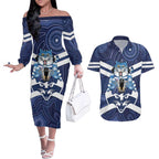 AFL Cats Football Personalised Couples Matching Off The Shoulder Long Sleeve Dress and Hawaiian Shirt Final Geelong Premiers Trophy Aboriginal - Aussie Hoodie