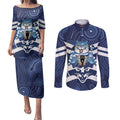 AFL Cats Football Personalised Couples Matching Puletasi and Long Sleeve Button Shirt Final Geelong Premiers Trophy Aboriginal - Aussie Hoodie