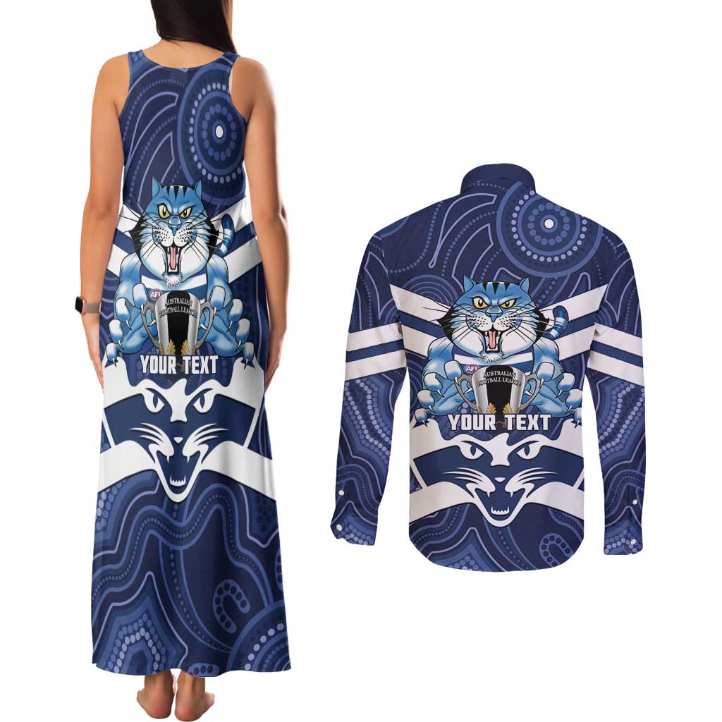 AFL Cats Football Personalised Couples Matching Tank Maxi Dress and Long Sleeve Button Shirt Final Geelong Premiers Trophy Aboriginal - Aussie Hoodie