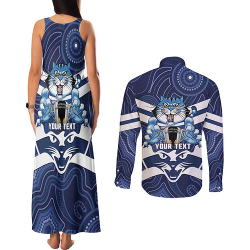 AFL Cats Football Personalised Couples Matching Tank Maxi Dress and Long Sleeve Button Shirt Final Geelong Premiers Trophy Aboriginal - Aussie Hoodie