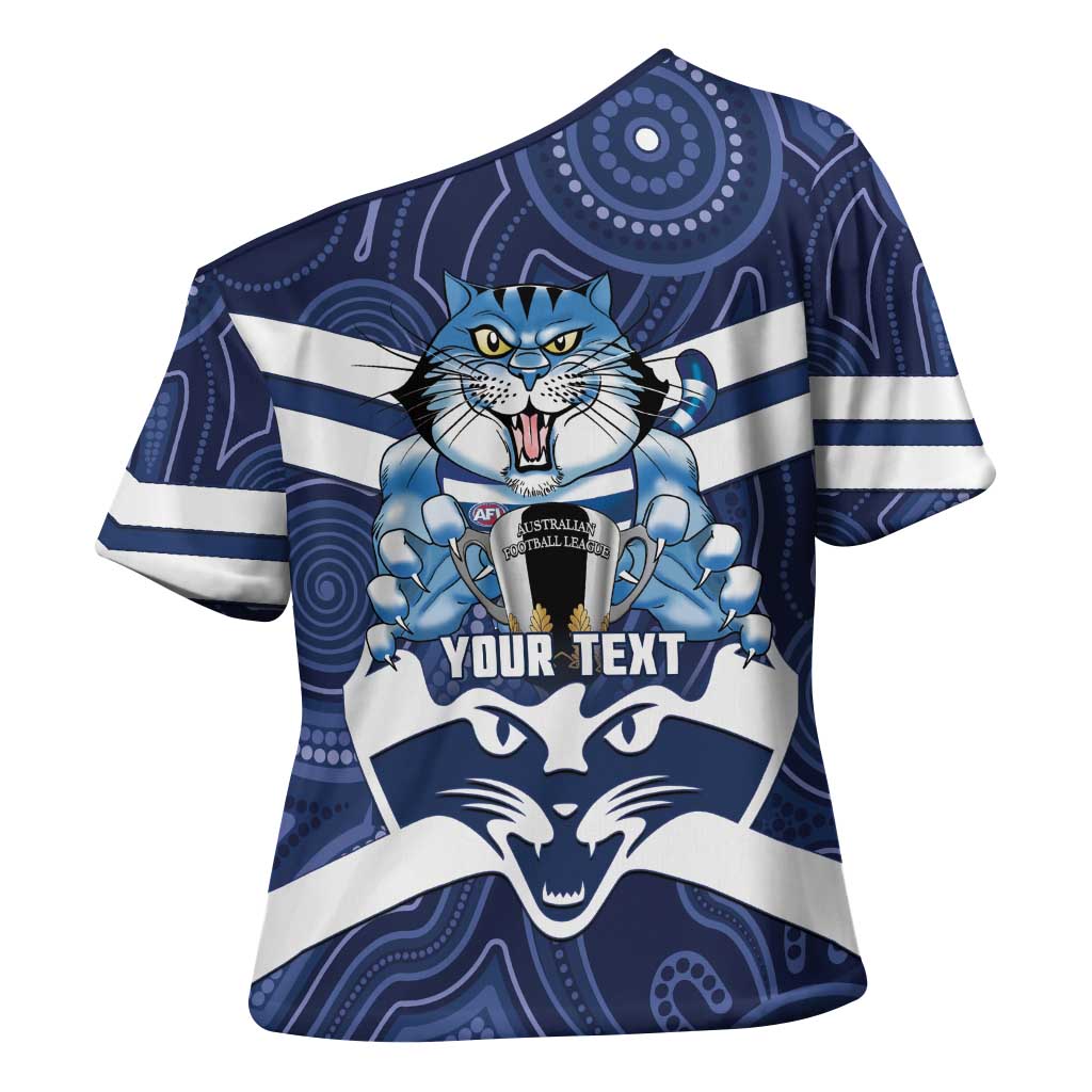 AFL Cats Football Personalised Cross Shoulder Shirt Final Geelong Premiers Trophy Aboriginal - Aussie Hoodie