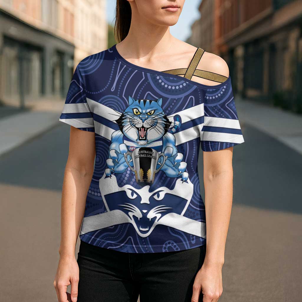 AFL Cats Football Personalised Cross Shoulder Shirt Final Geelong Premiers Trophy Aboriginal - Aussie Hoodie