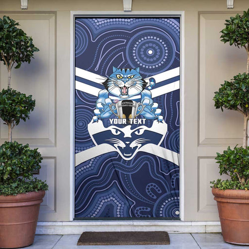 AFL Cats Football Personalised Door Cover Final Geelong Premiers Trophy Aboriginal - Aussie Hoodie