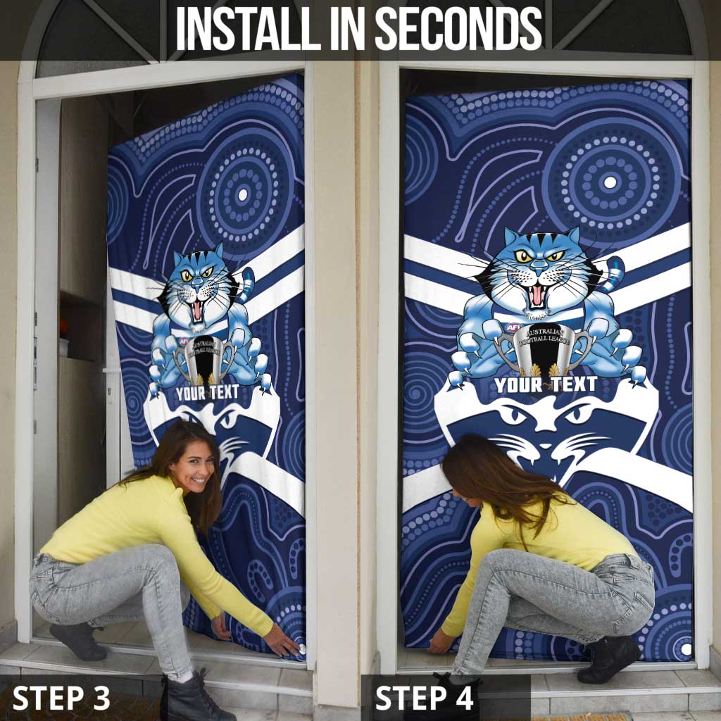AFL Cats Football Personalised Door Cover Final Geelong Premiers Trophy Aboriginal - Aussie Hoodie