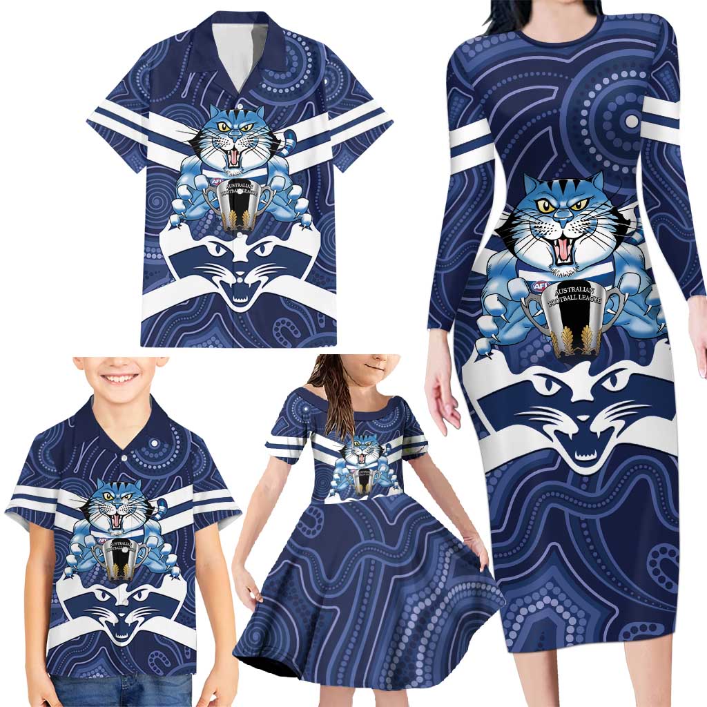 AFL Cats Football Personalised Family Matching Long Sleeve Bodycon Dress and Hawaiian Shirt Final Geelong Premiers Trophy Aboriginal - Aussie Hoodie
