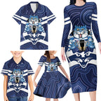 AFL Cats Football Personalised Family Matching Long Sleeve Bodycon Dress and Hawaiian Shirt Final Geelong Premiers Trophy Aboriginal - Aussie Hoodie