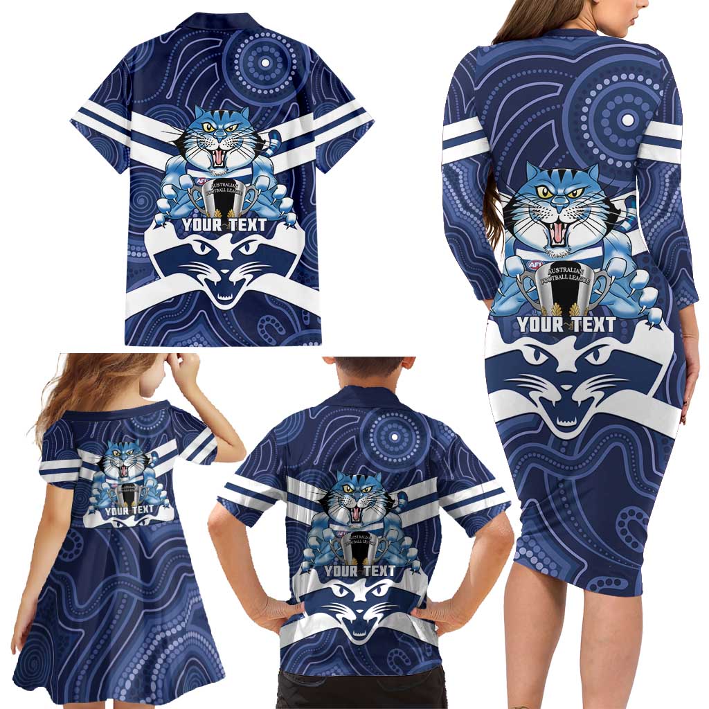 AFL Cats Football Personalised Family Matching Long Sleeve Bodycon Dress and Hawaiian Shirt Final Geelong Premiers Trophy Aboriginal - Aussie Hoodie