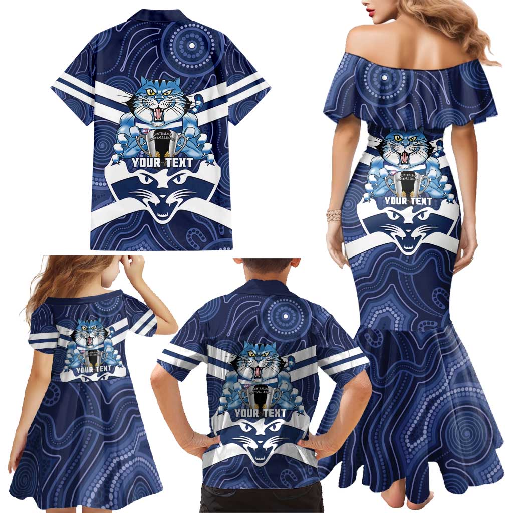 AFL Cats Football Personalised Family Matching Mermaid Dress and Hawaiian Shirt Final Geelong Premiers Trophy Aboriginal - Aussie Hoodie